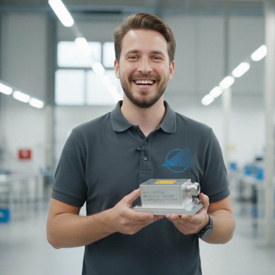 Mitarbeiter der Tippkemper-Gruppe hält den TMD Sensor in der Hand